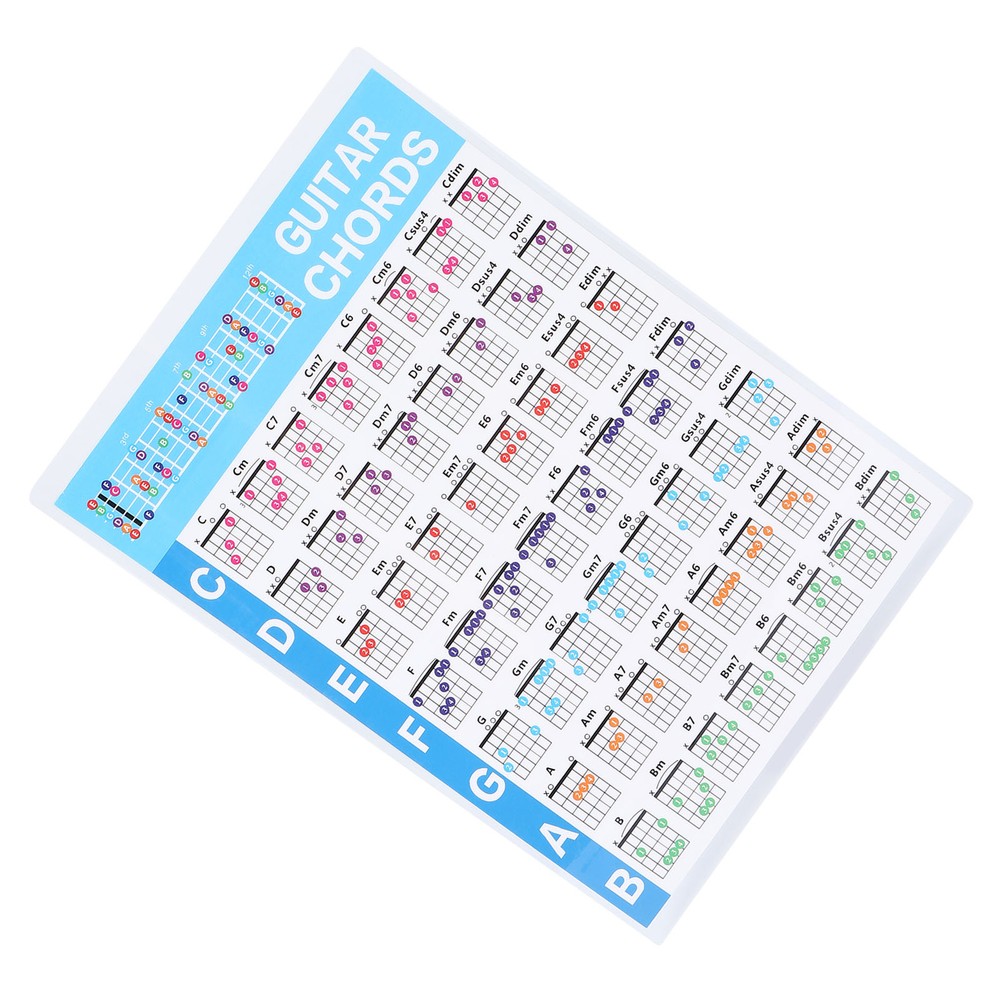 Guitar Chord Poster 56 Colour Coded Coated Paper Educational Reference Guide S