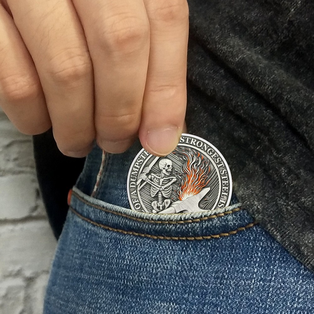30pcs Everything Is Fine Skeleton Dumpster Fire Challenge Coin Humor Thanks Gift