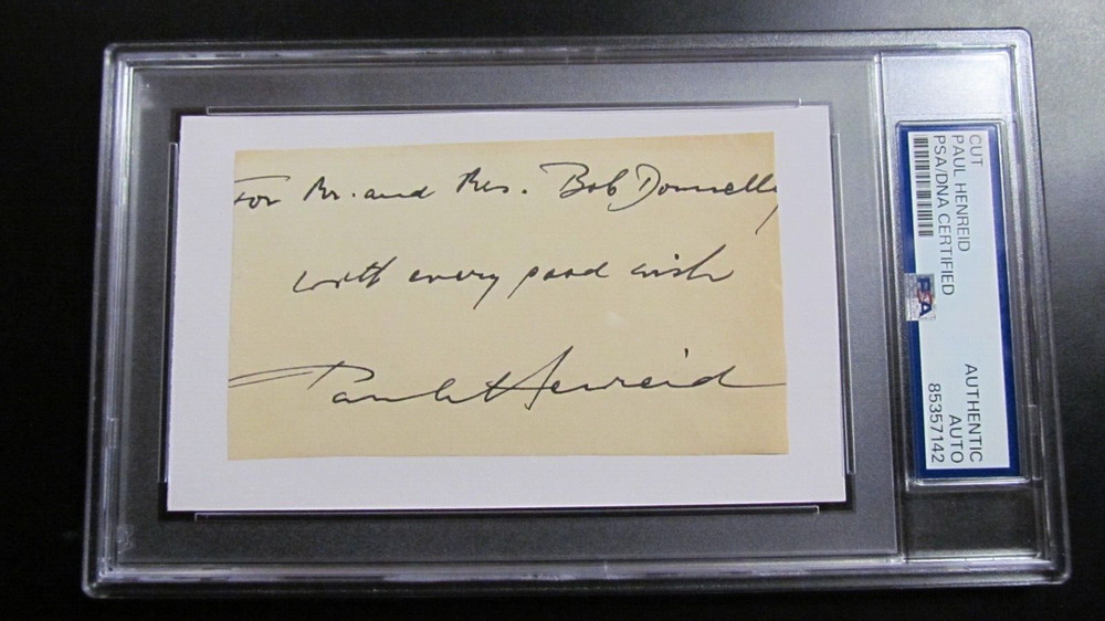 Paul Henreid signed Cut  PSA Encapsulate