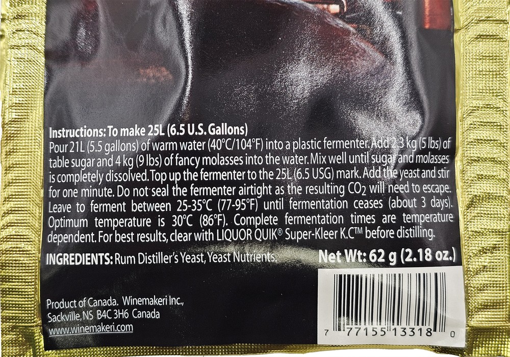 Liquor Quick Rum Turbo Pure Professional Rum Yeast