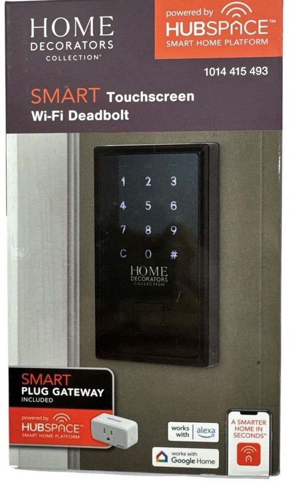 Home Decorators Collection Smart Touchscreen Wi-Fi Deadbolt Black Alexa Google