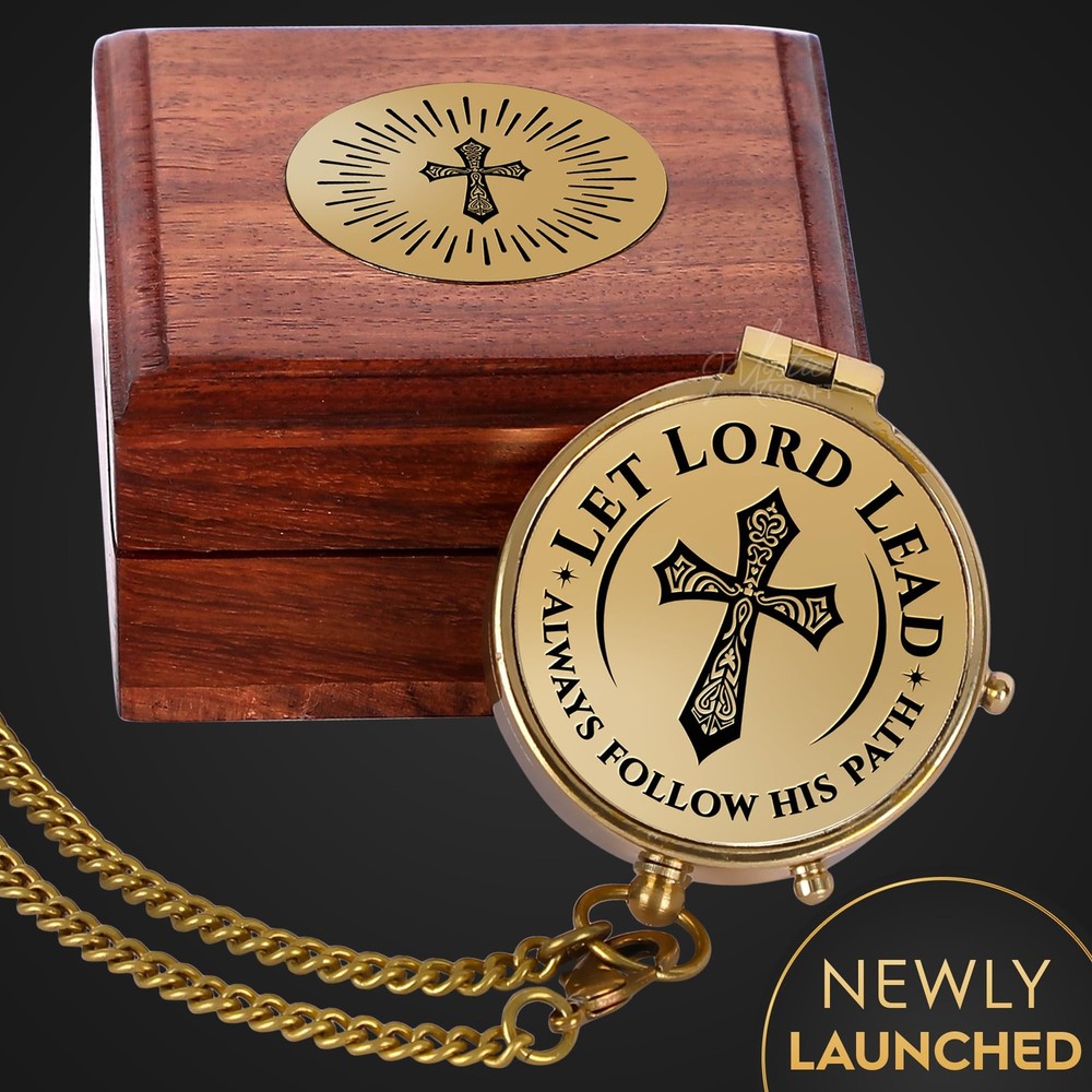 Engraved Brass Pocket Compass Gift Psalm 32:8 First Communion Baptism Catholic
