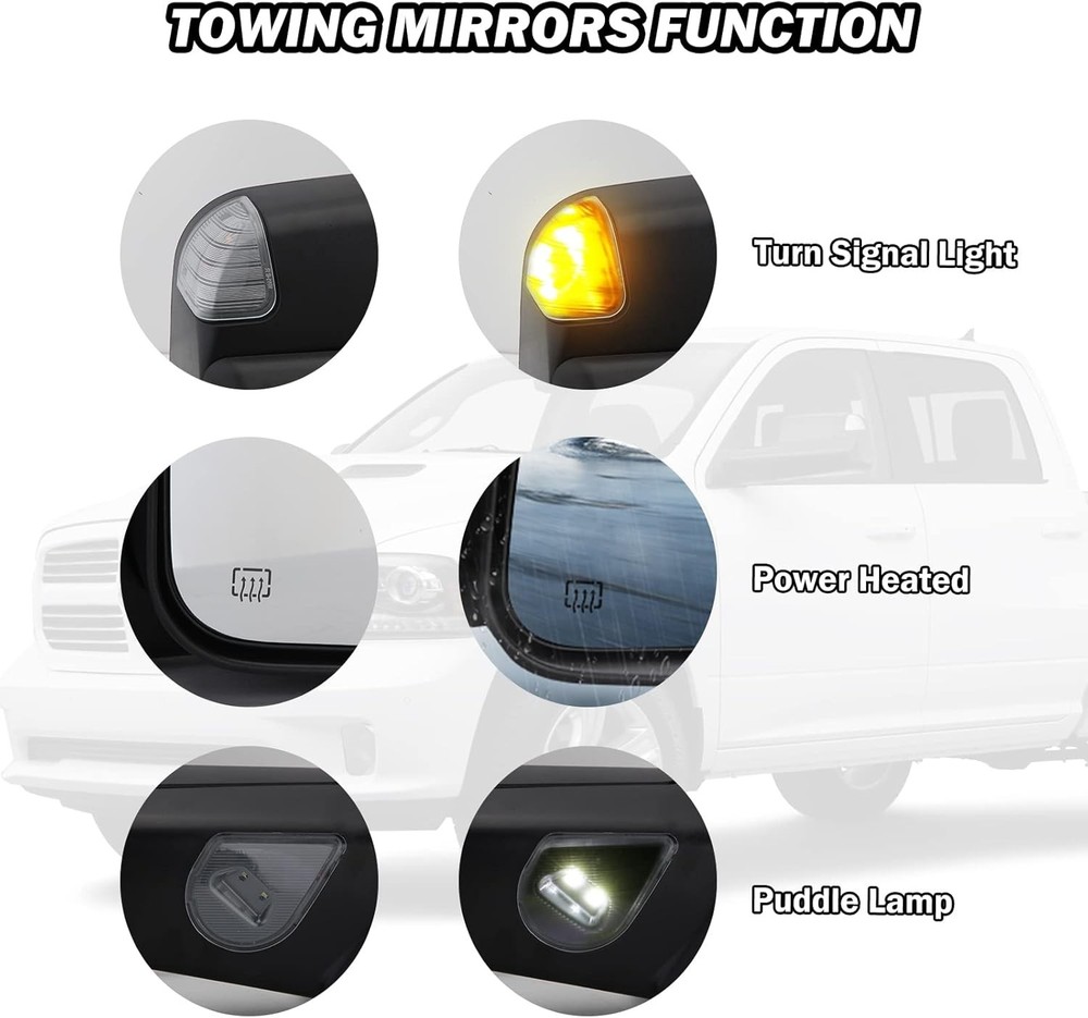 Driver Side Mirror Compatible with 2009-2018 Dodge Ram 1500,2010-2018 Dodge Ram