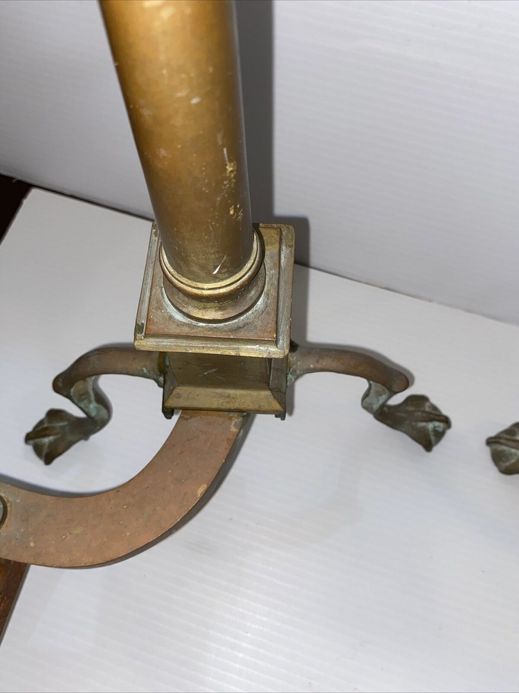 Federal Style Andirons For Fireplace Solid Brass & Cast Iron 25” H