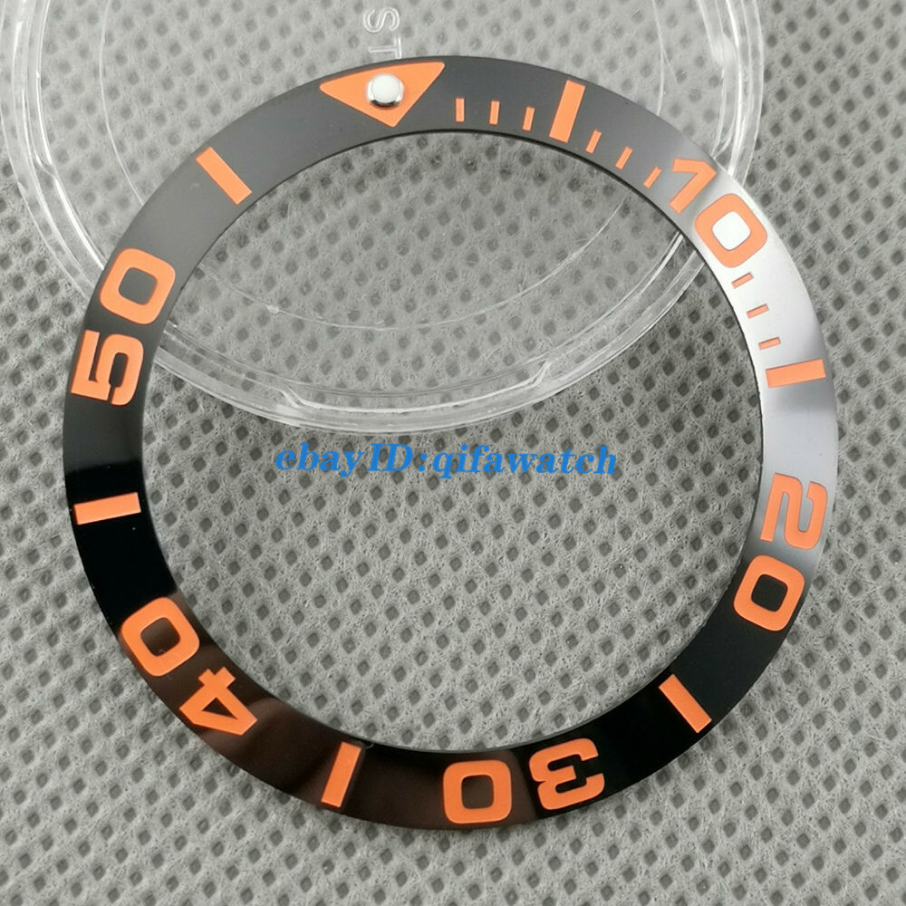 New 40mm black orange Big Ceramic Bezel insert for 43mm Watch
