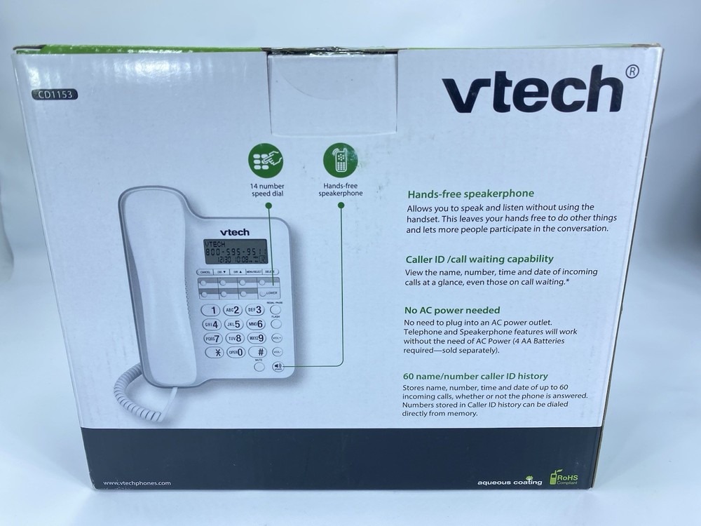 VTech CD1153 Corded Speakerphone With Caller ID White