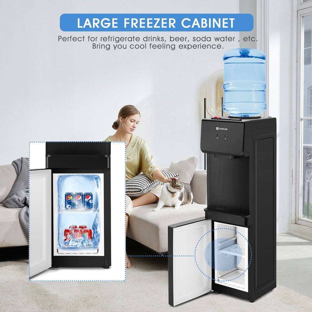 Hot/Cold Water Cooler Dispenser Freezer Top Loading Compressor Refrigeration
