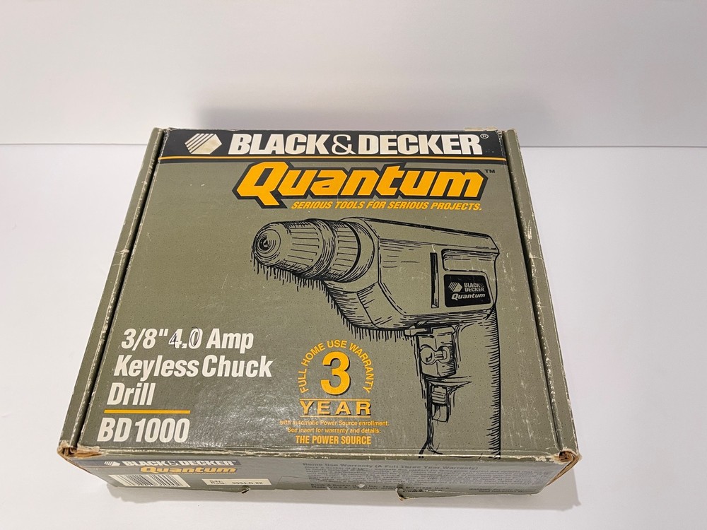 Black & Decker Quantum Keyless Chuck Drill BD1000, 3/8" With Original Box