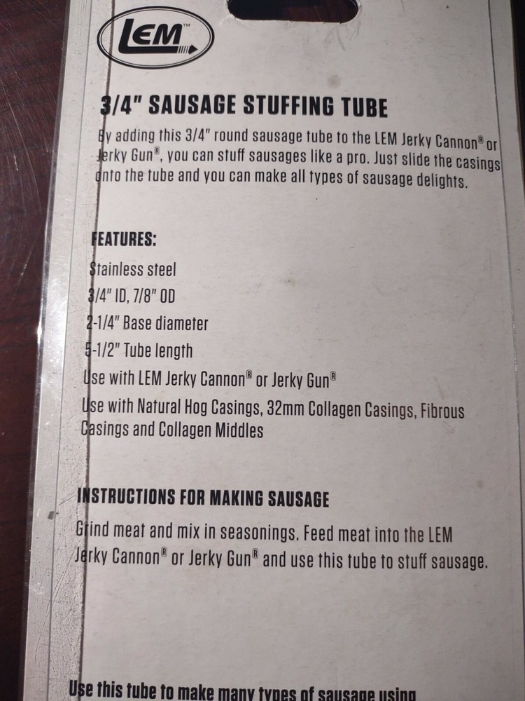 LEM 3/4" Sausage Stuffing Tube