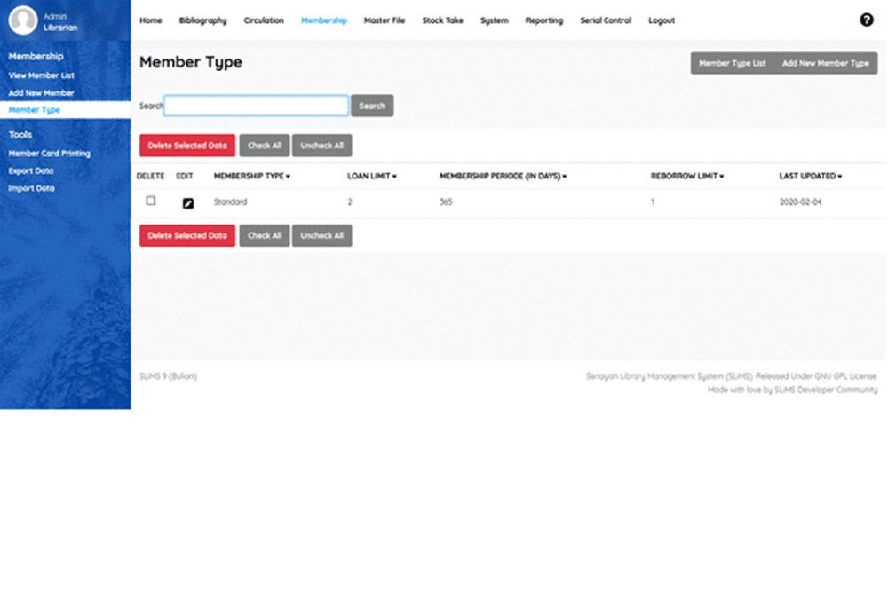 Library Management System Bibliography database Membership management