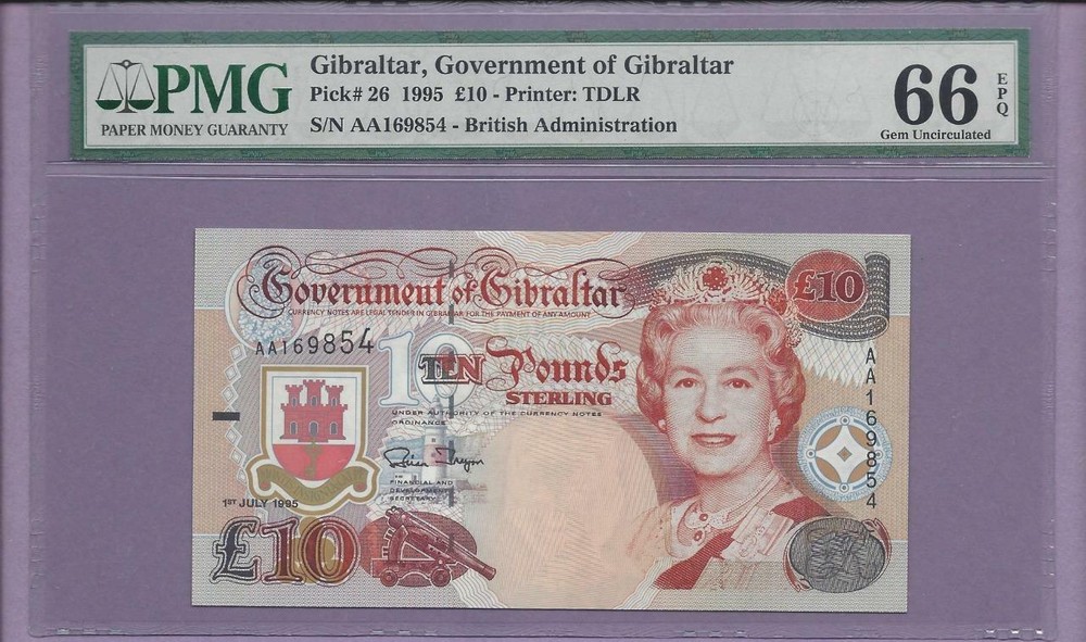 Gibraltar  Pick 26   PMG EPQ  66   "SCROLL DOWN FOR SCANS"