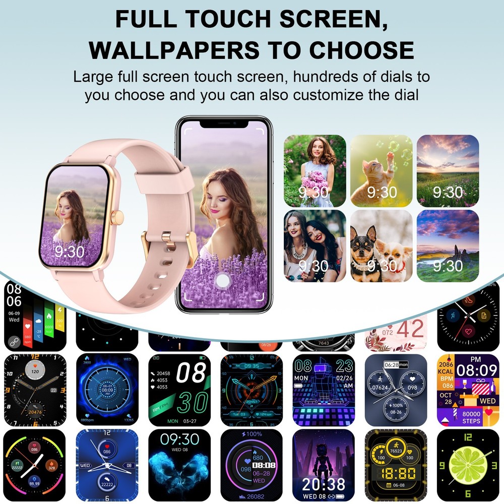 Smartwatch for Men/Women Bluetooth Compatible with iPhone Samsung Android