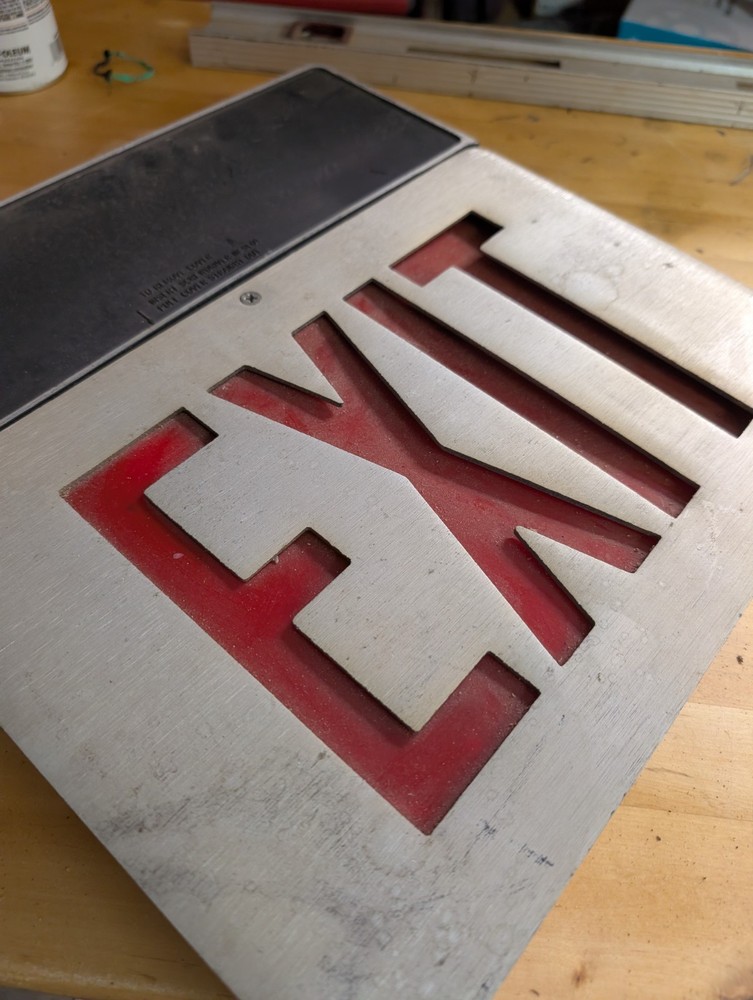 Vintage EXIT Sign Cast Aluminum Light Single Sided - Untested