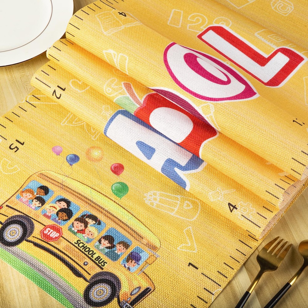 Back To School Table Runner Ruler Shape Classroom Party Decor 13x72 Inch