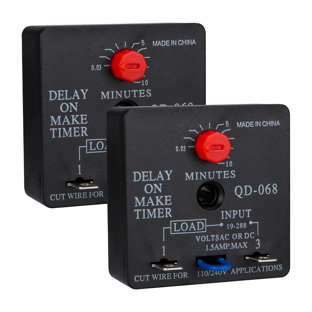 2Pcs Delay On Make Timer, QD-068, 0.03 to 10 Min, Adjustable Delay, 19-288 VA...