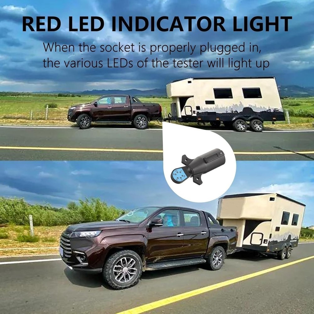 Trailer Light Tester, 7 Pin Trailer Plug Tester with LED Light, 7-Way Trailer...