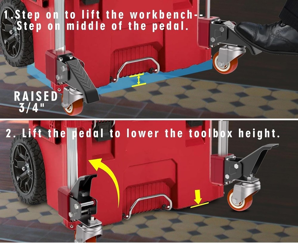 Front Wheels Upgrade Kit for Milwaukee Packout System - Easy Rolling Dolly Conve
