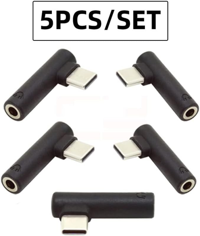 NFHK 5pcs/Set Type-C to 3.5mm Earphone Adapter 90 Degree Angled Type USB-C...