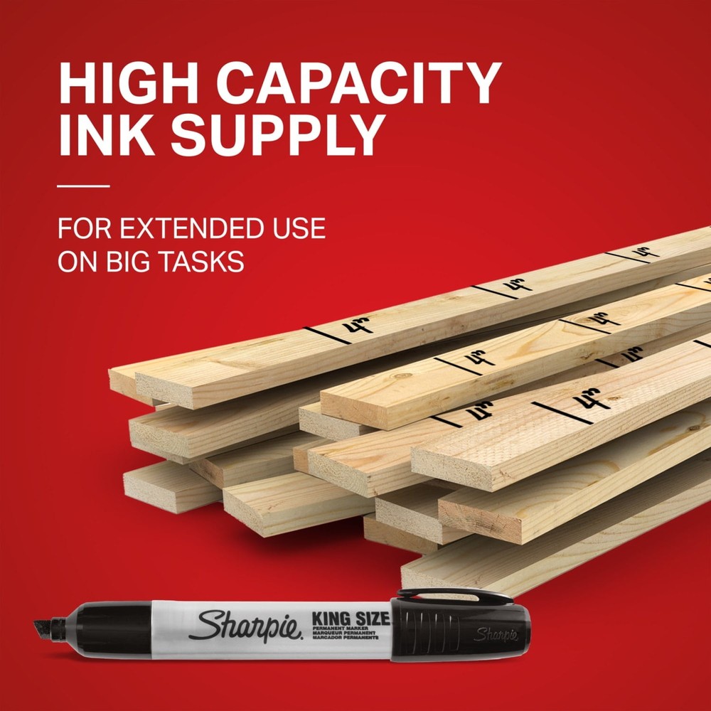 Sharpie King Size Permanent Markers, Large Chisel Tip, Black, 12 Count