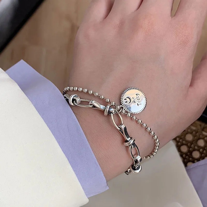 Solid 925 Sterling Silver Bracelet for Women | Vintage Handmade Simple Bangle