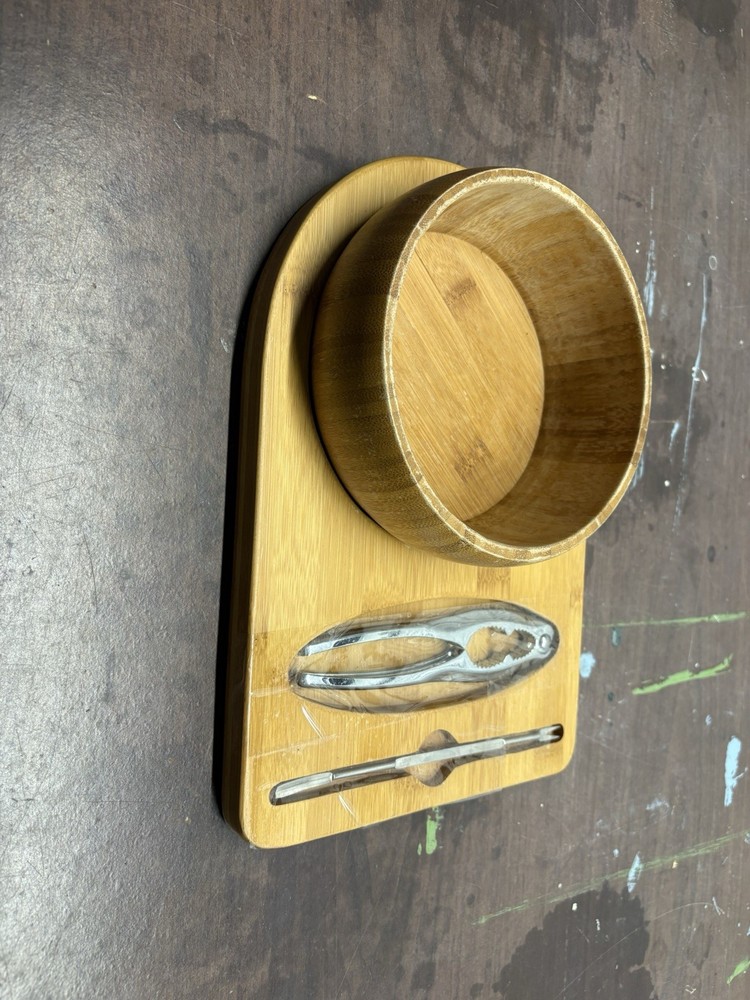 Bamboo Nut cracking Set With Bowl And Tools
