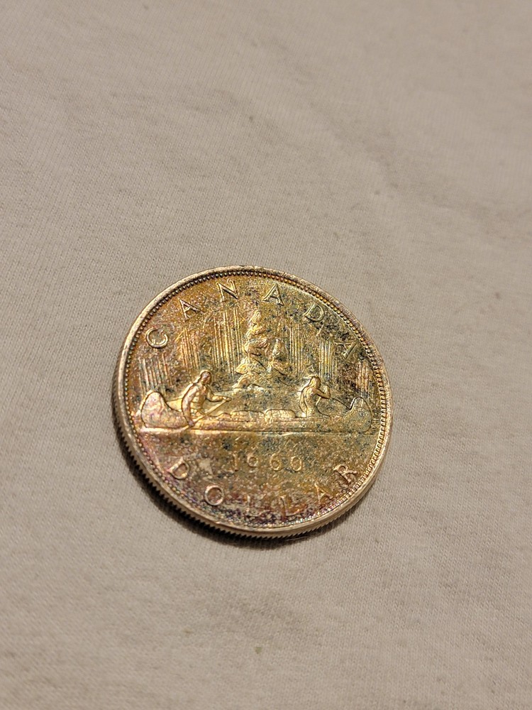 Canada 1 Dollar 1960 Silver (KM#54) Rainbow Toned Toning