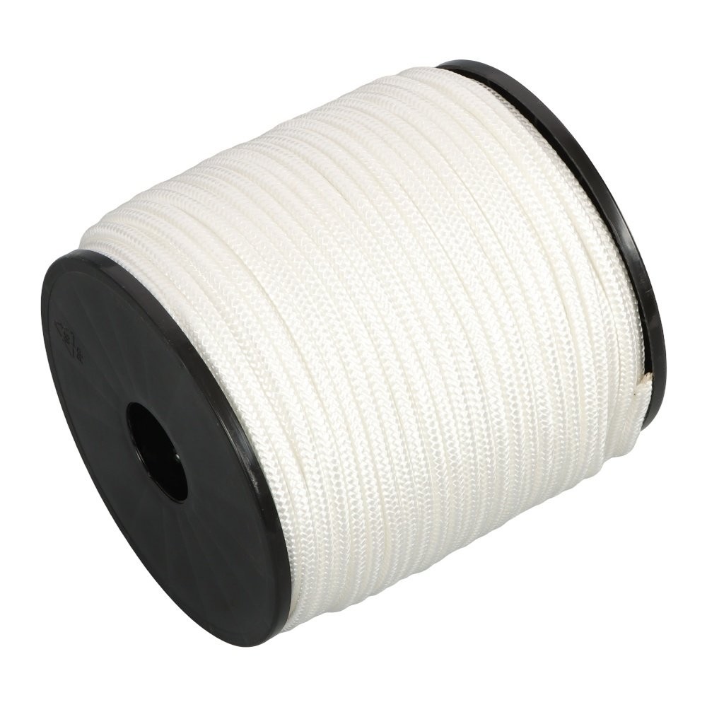 Multipurpose White Nylon Rope Sturdy Spool Solid Braid Knot Rope 1/4" × 5250'