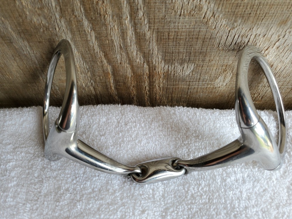 Used Stainless Steel Eggbutt Snaffle Bit with Center Link 5.25"