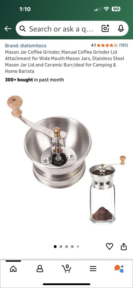 Wide Mouthed Mason Jar Coffee Grinder