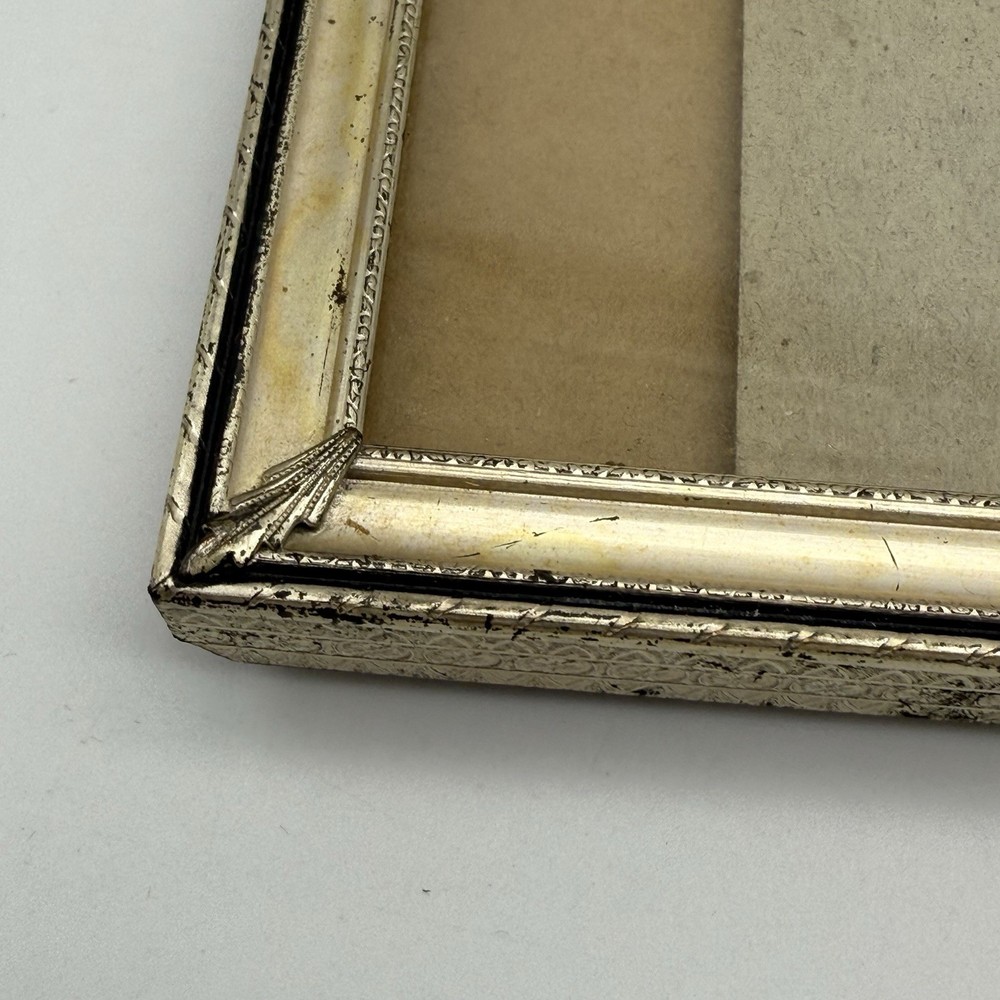 Long Rectangular Picture Frame Metal Flower Etched Sides Free Standing