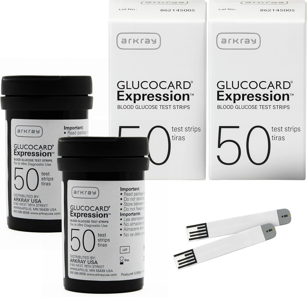 Arkray Glucocard Expression Diabetic Test Strips 2 boxes (100 Ct)