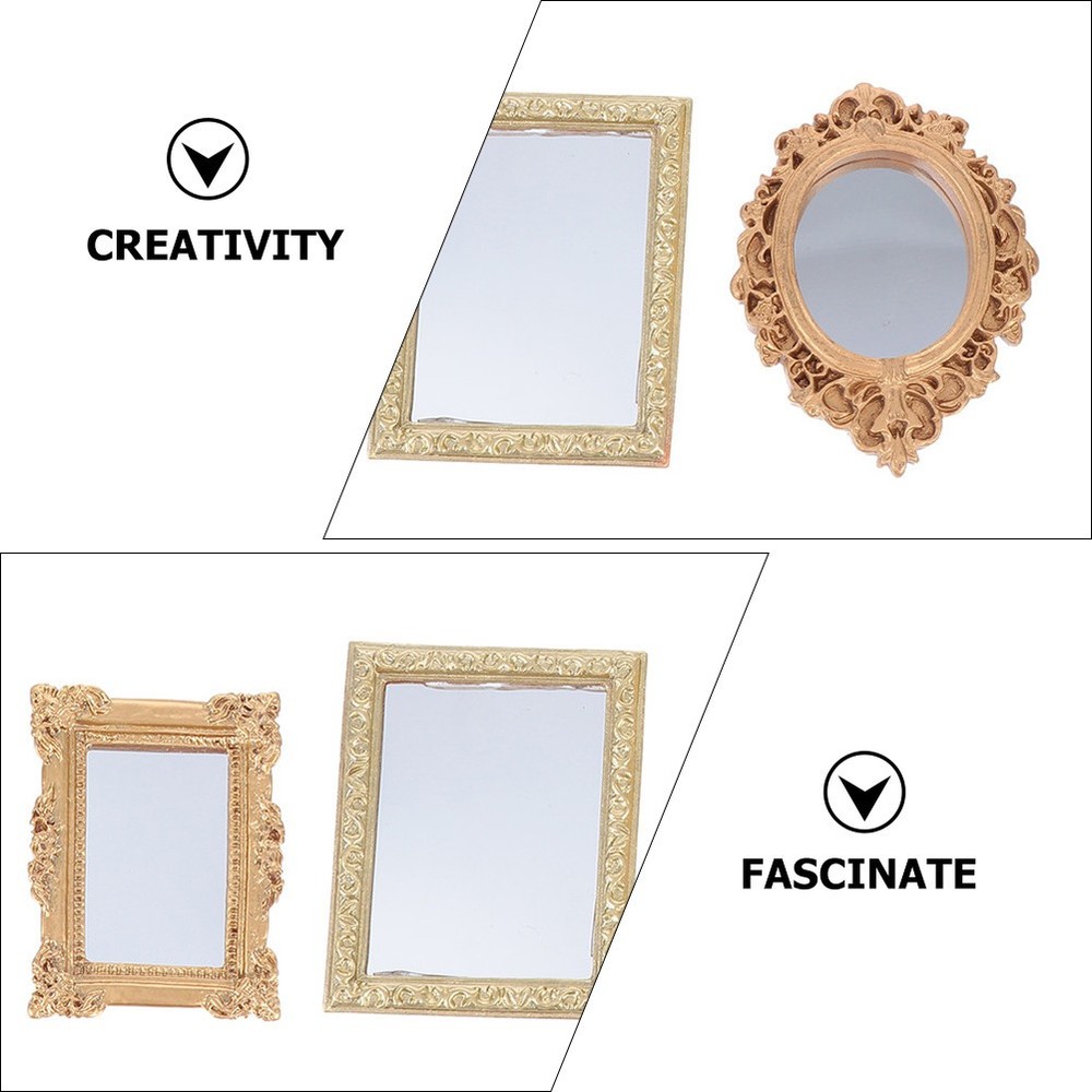 3Pcs Household Tiny Mirrors Plastic Miniature Mirrors Children Playthings