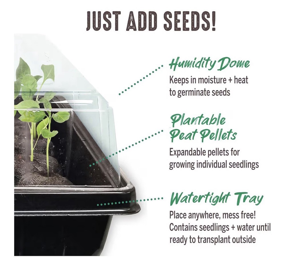 Jiffy Seed Starter Kit 2 Pack 36 Cell Seeding Tray Germination Humidity Dome