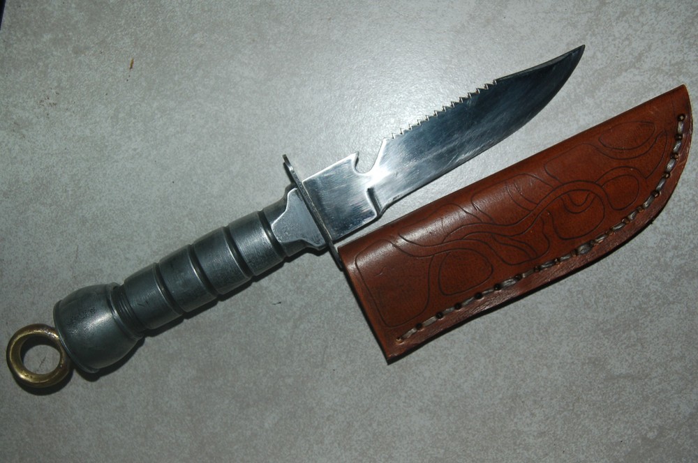 Survival Knife, Custom Hand-sewn Leather Sheath
