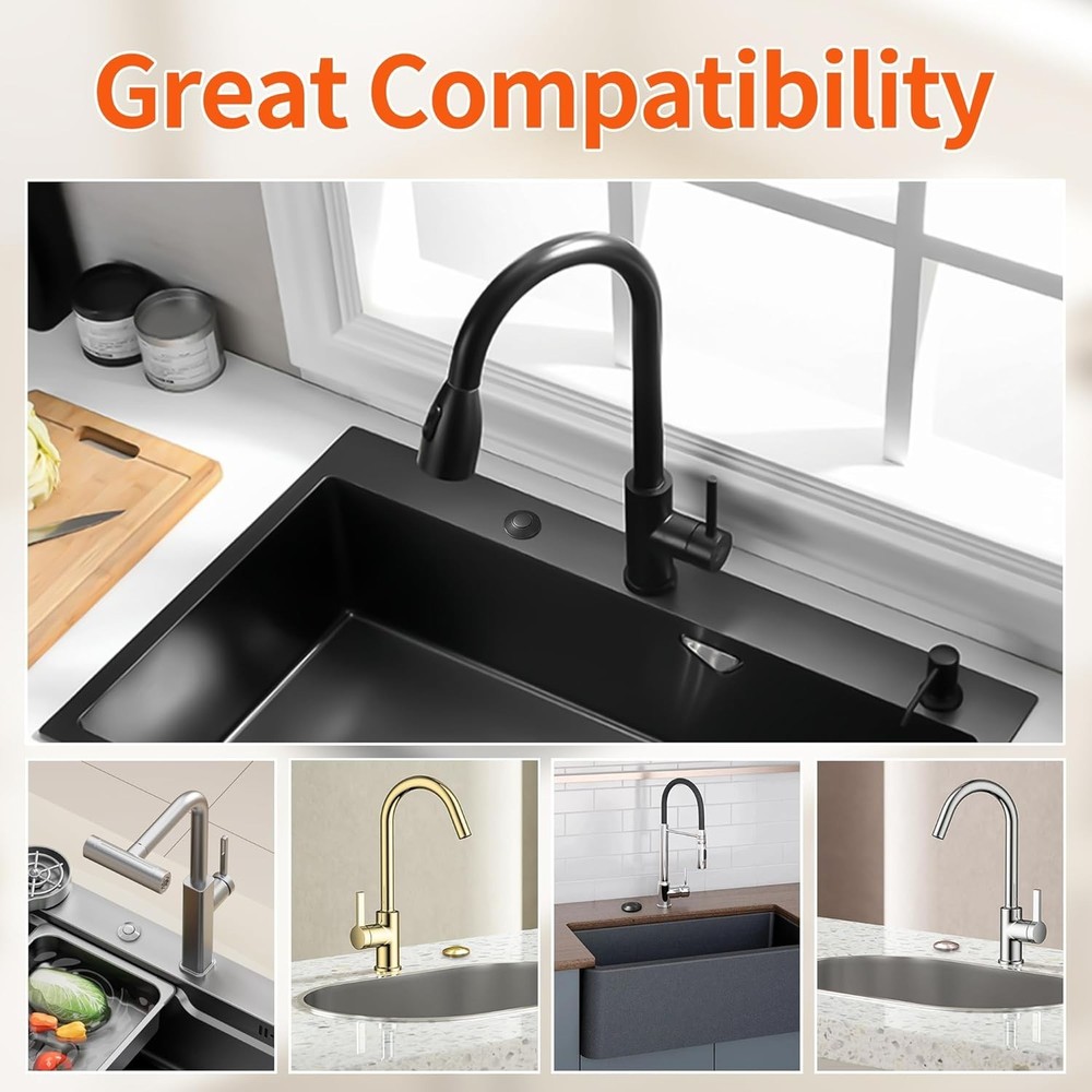 Listed Waterproof Garbage Disposal Air Switch Kit - Matte Black, Easy Install