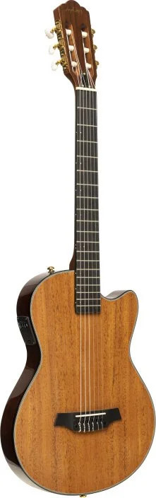 4/4 cutaway electric classical guitar with solid body, natural colour