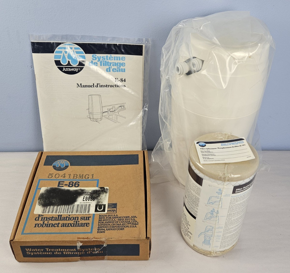 Amway E-84 Water Filtration System Housing E-85 OEM Filter E-87 Faucet Kit