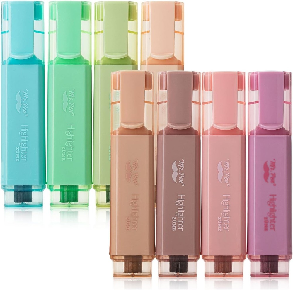 Mr. Pen- Highlighter 8 Pack, Vintage Colors, Chisel Tip 8
