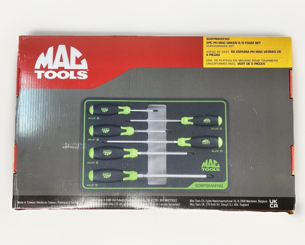 Mac Tools Philips Screwdriver Set SDRPBM6FNG Neon Green