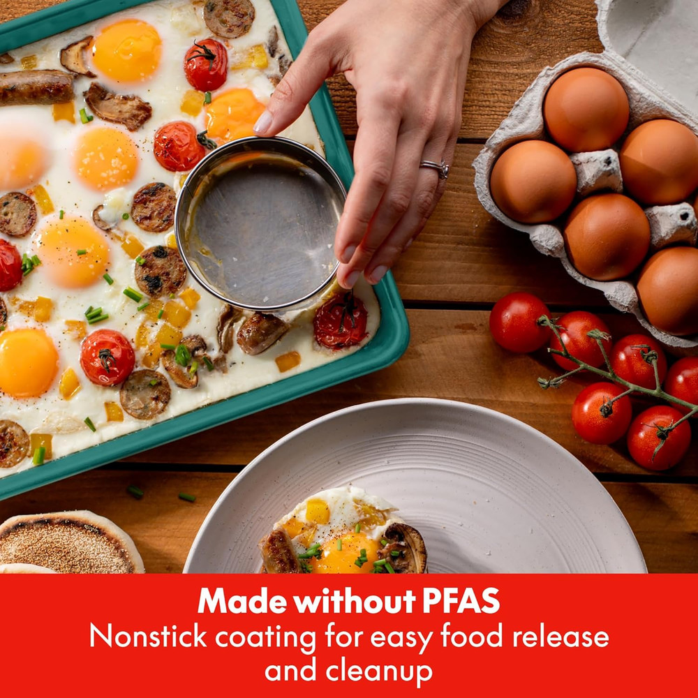 by Bella 3 Piece Cookie Pan Set, Nonstick Bakeware Set with 3 Rectangular Alumin