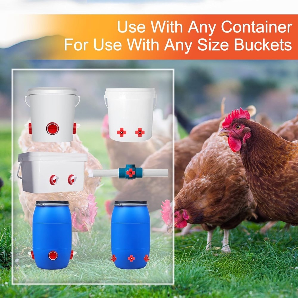 Chicken Water Nipples - 6 Pack Watering Solution for Poultry