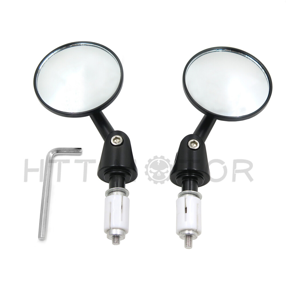 Round Bar End 1" 25MM Mirrors Adjustable Foldable For Harley Davidson Black