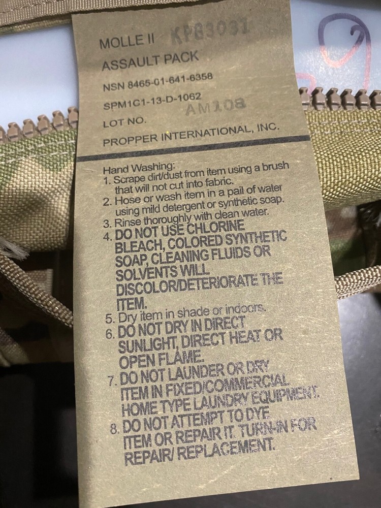 USGI MOLLE II ASSAULT PACK OCP/Multicam with STIFFENER