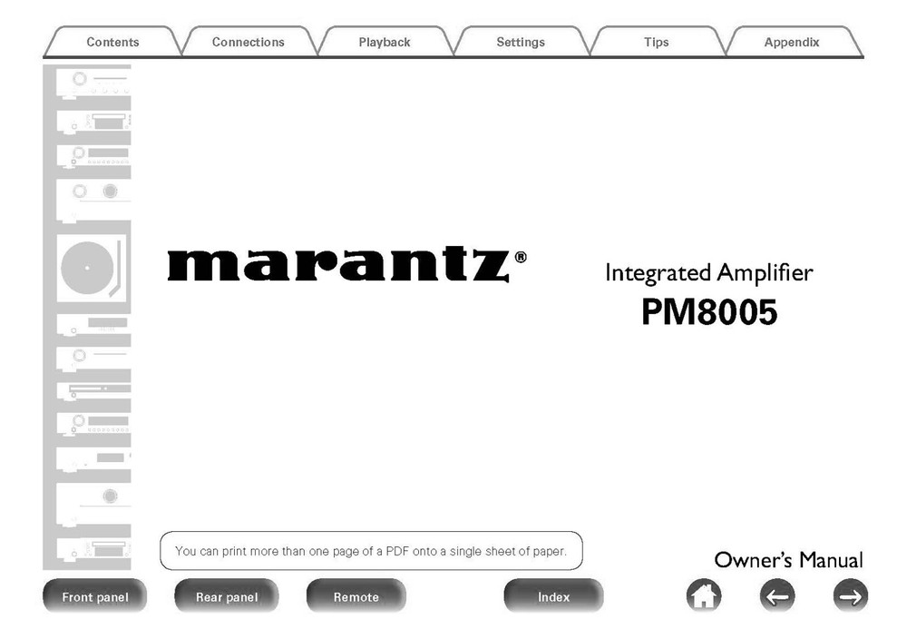 Marantz PM8005 Amplifier Owners Instruction Manual