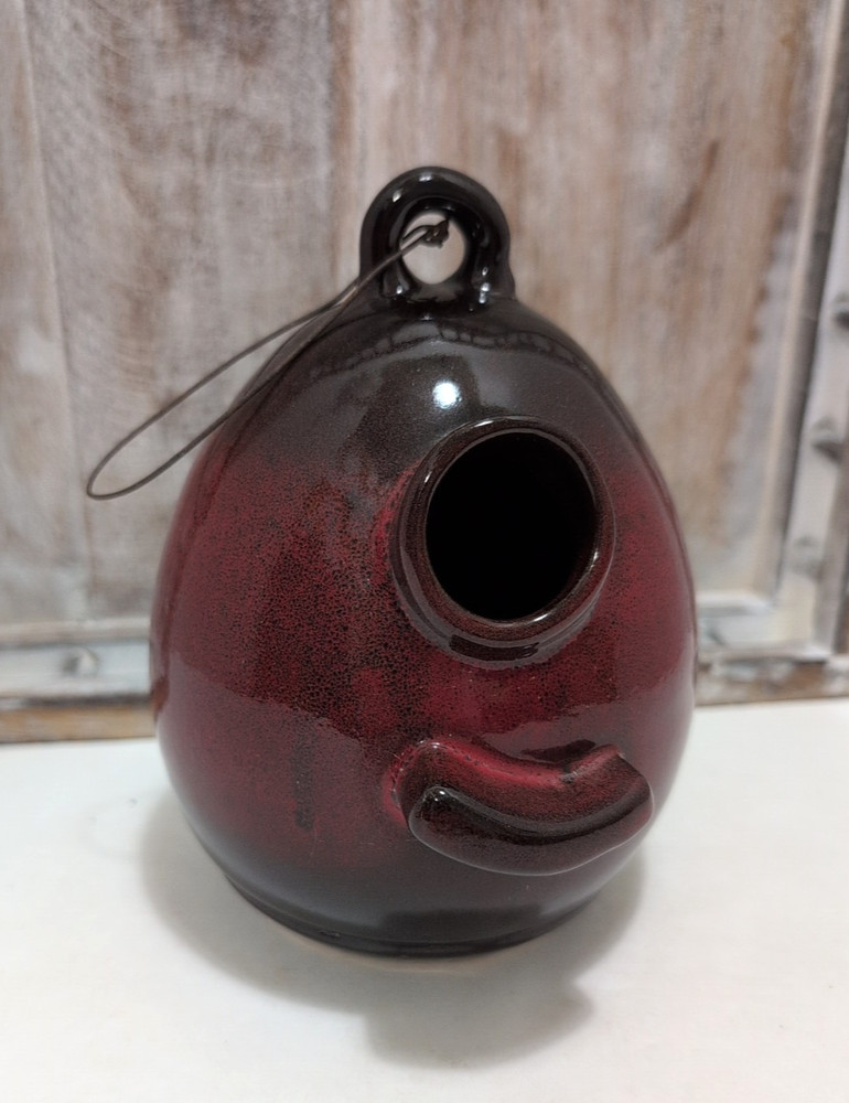 Egg-Shaped Ceramic Stoneware Hanging Birdhouse for Small Songbirds