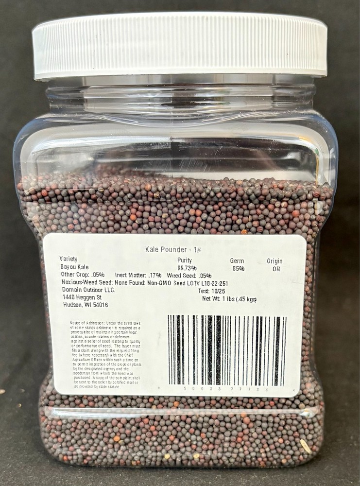Domain Outdoor Kale Pounder Foot Plot Seed One Jug New