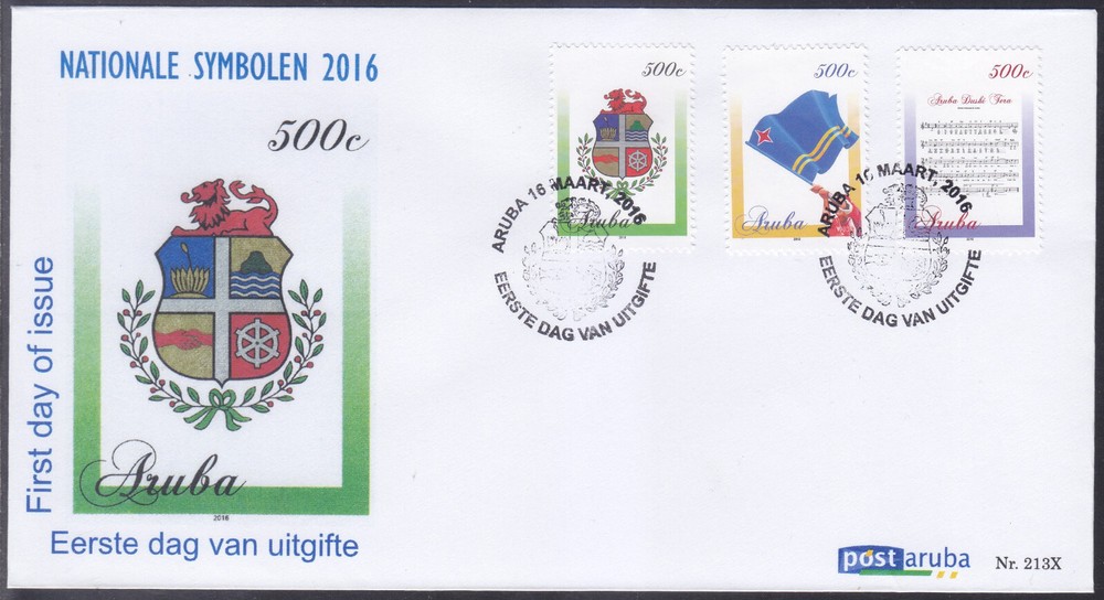Aruba Issue FDC 2016 (213X) Flag