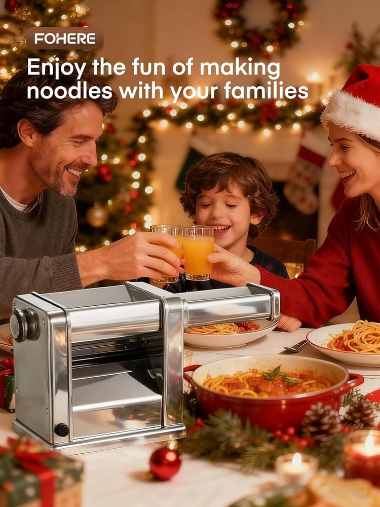 Electric Pasta Maker Machine Stainless Steel 7-Setting Adjustable Thickness