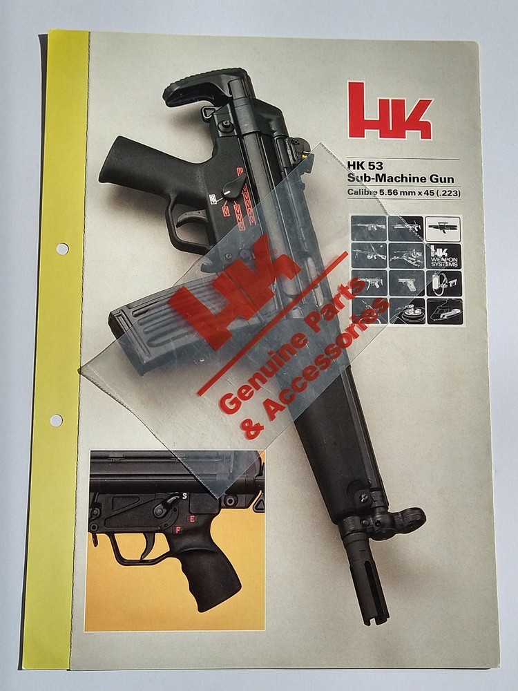 HK Model 53 Sub-Machine Gun Original Brochure Mint!
