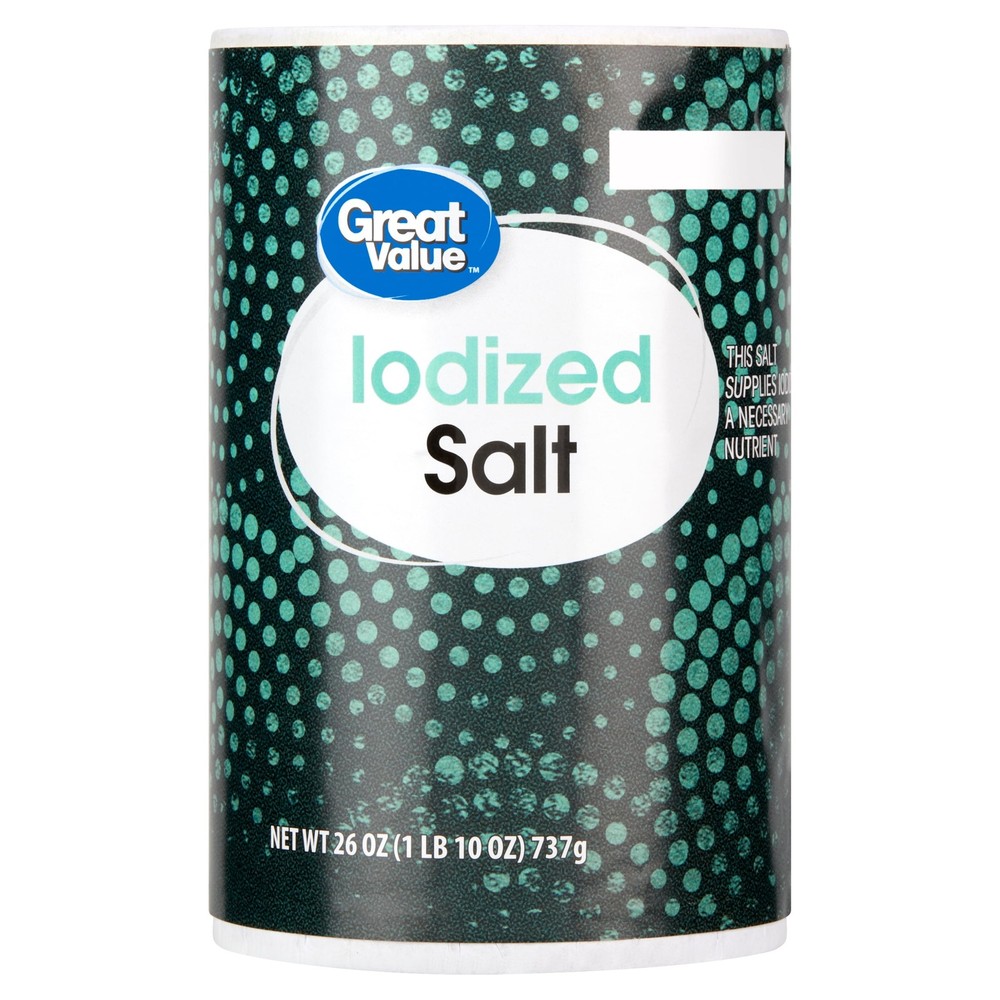 Great Value 12-Pack Iodized Salt - 26 oz Each, Essential for Kitchen & Meal Prep